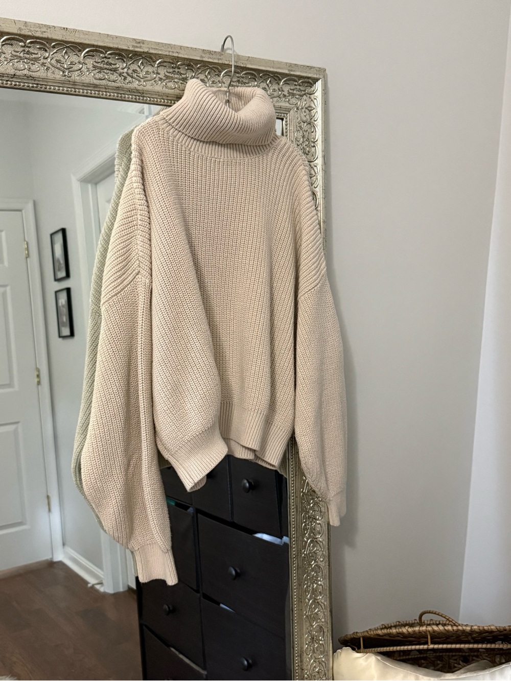 Brandy Melville Cream Ribbed Turtleneck Sweater